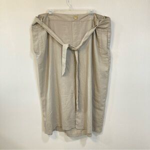 Evans Linen Blend Maxi Skirt Womens Sz 26 Khaki Pockets 3X 4X